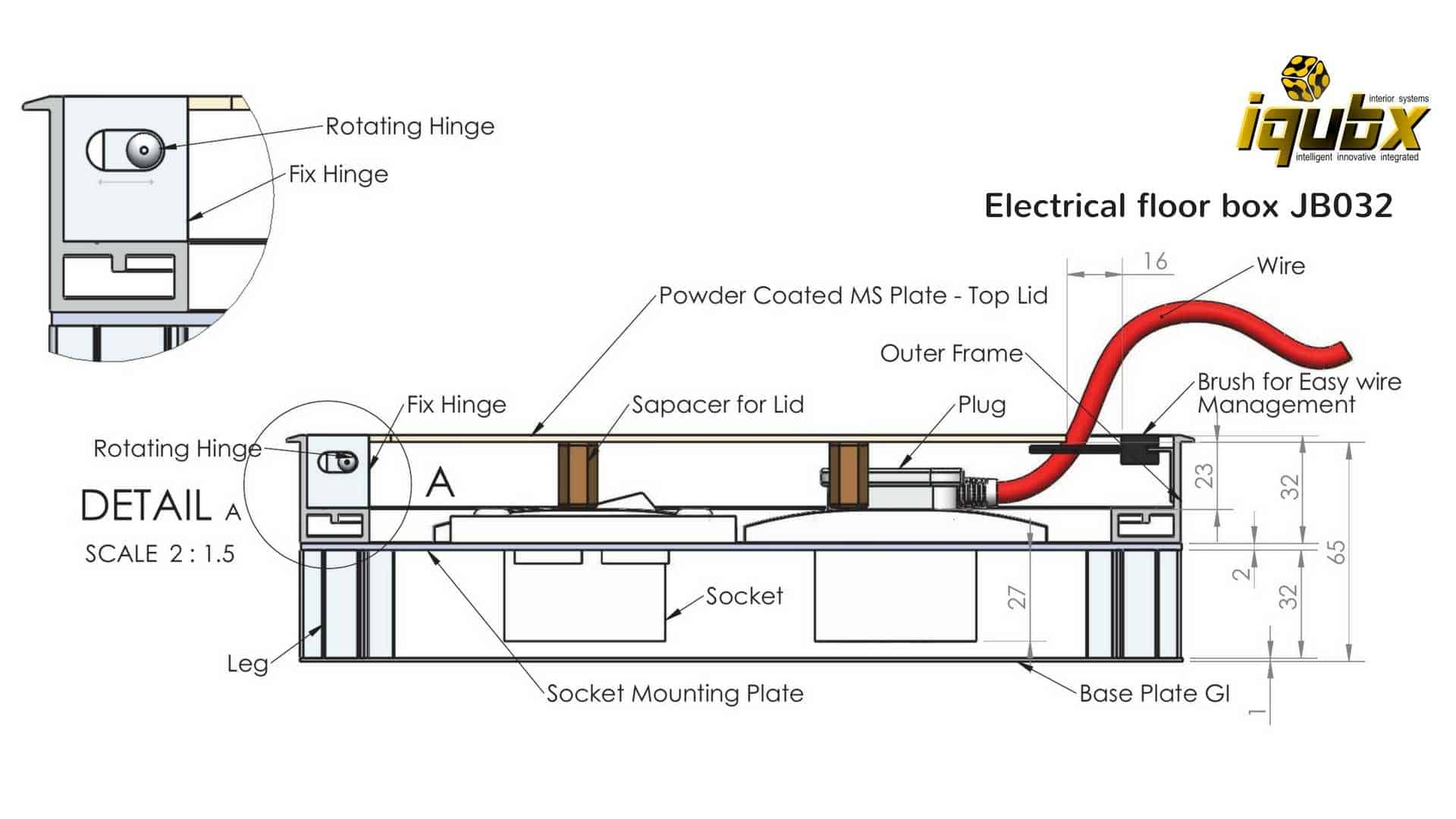 Electrical Floor Box Aluminium Recessed Floor Box Outlet