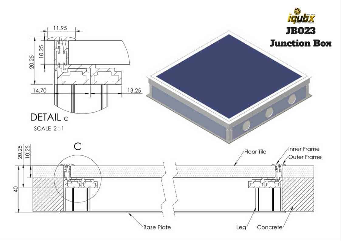 Floor cable Raceway: IQUBX aluminium floor electrical wire raceway