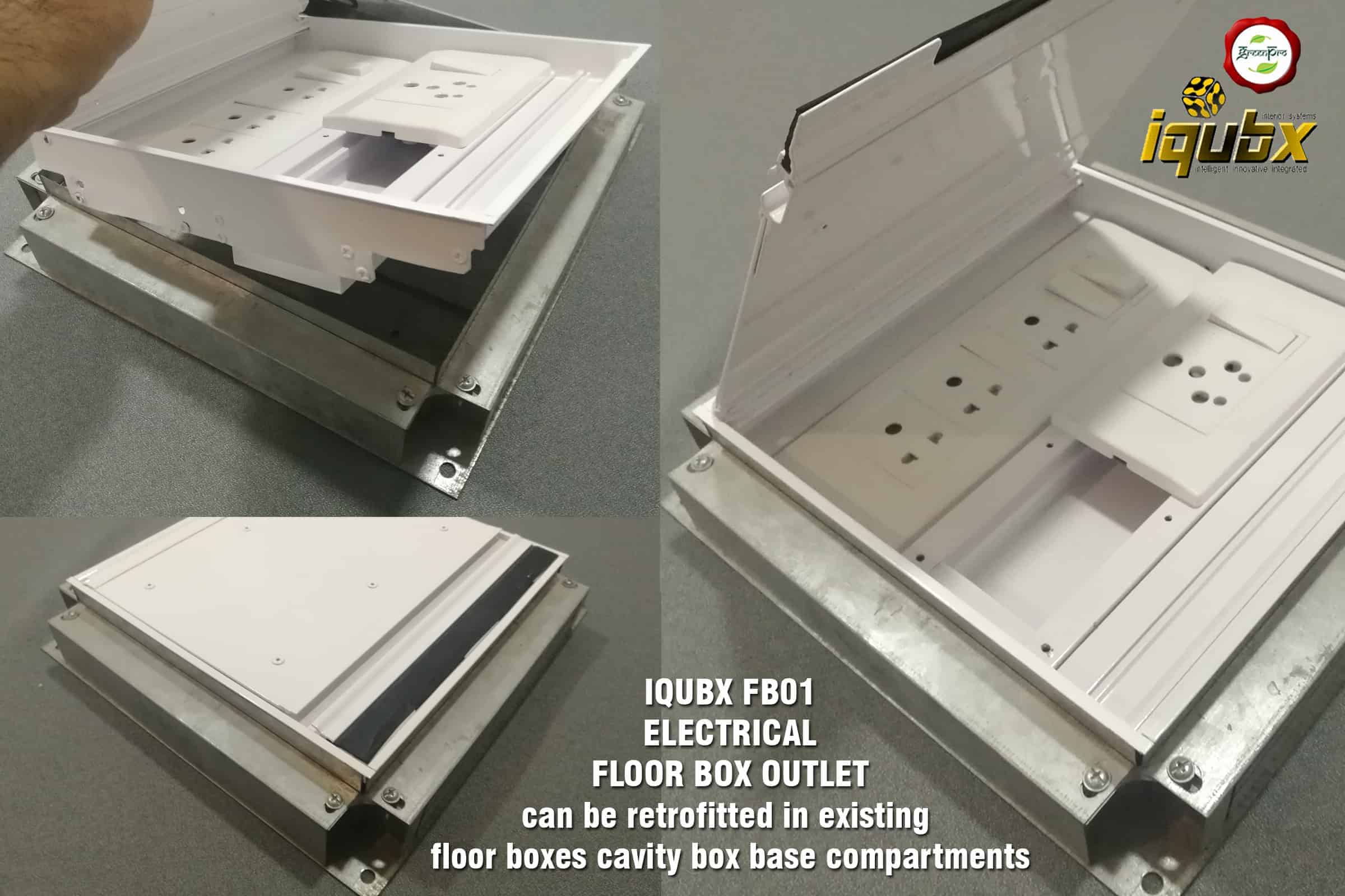 iqubx FB01 electrical floor box outlet RETROFITTING