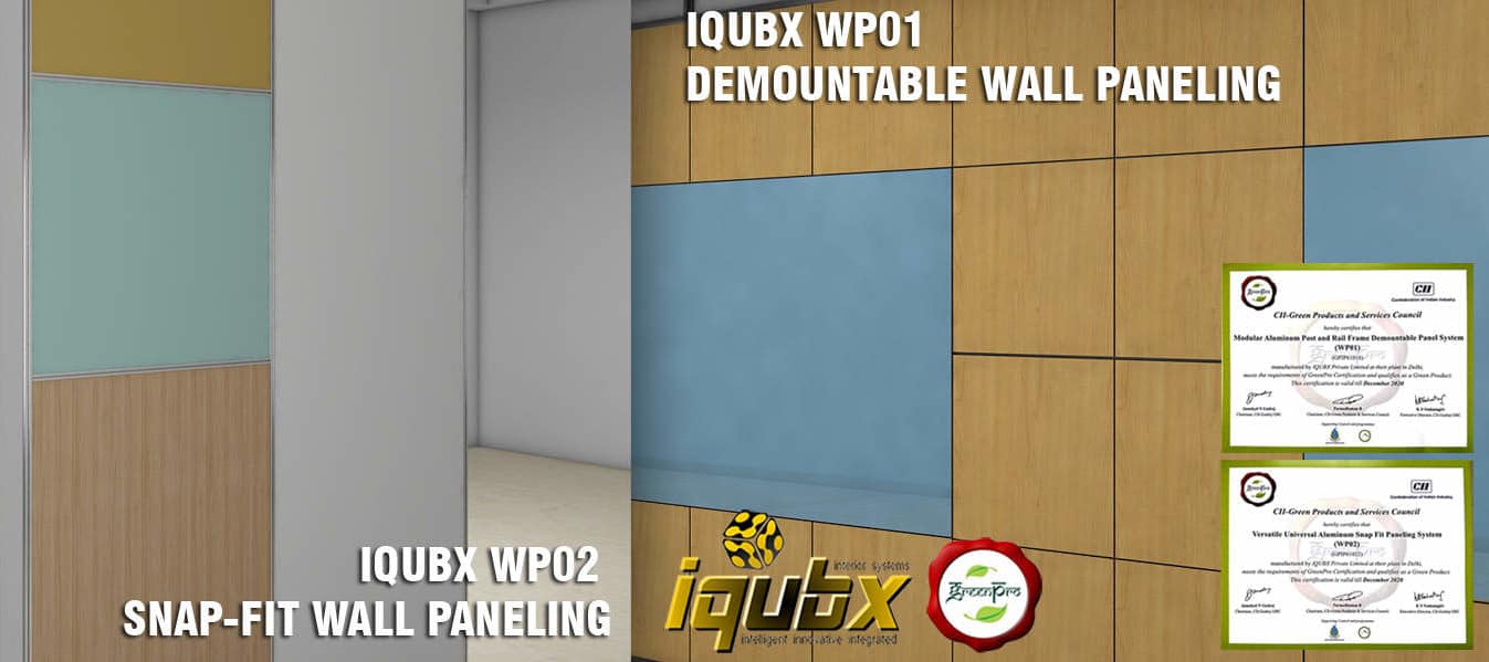 IQUBX certified green demountable paneling and partition walls