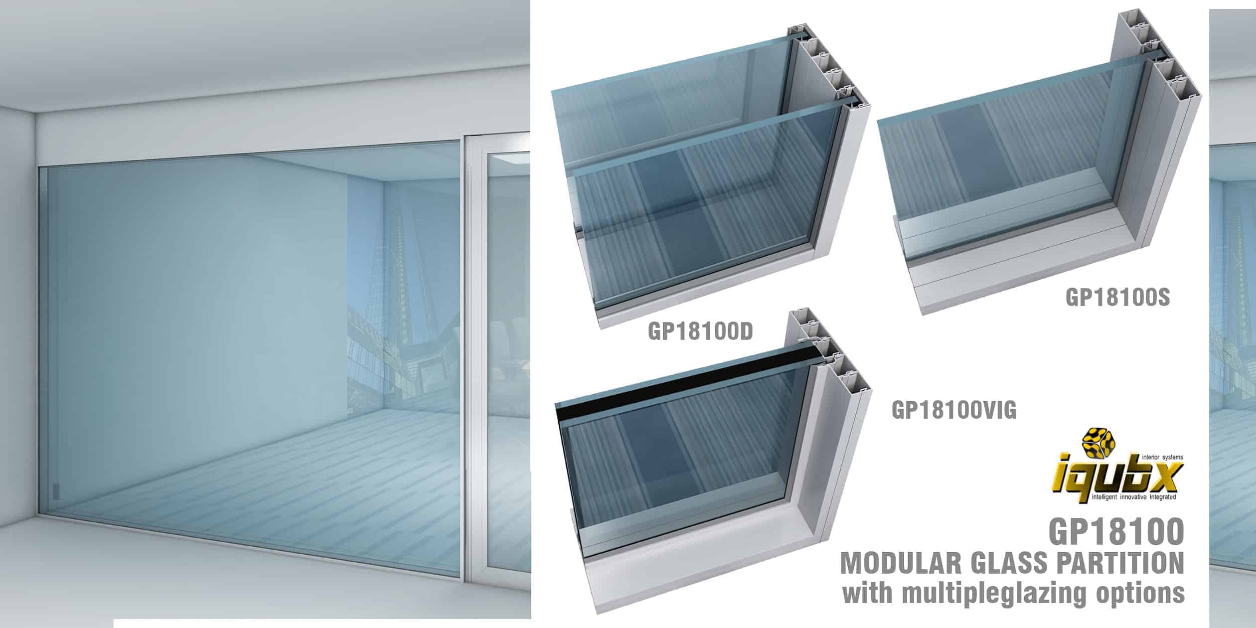 Glass Partition wall system - Modular Aluminium Glazed Partition