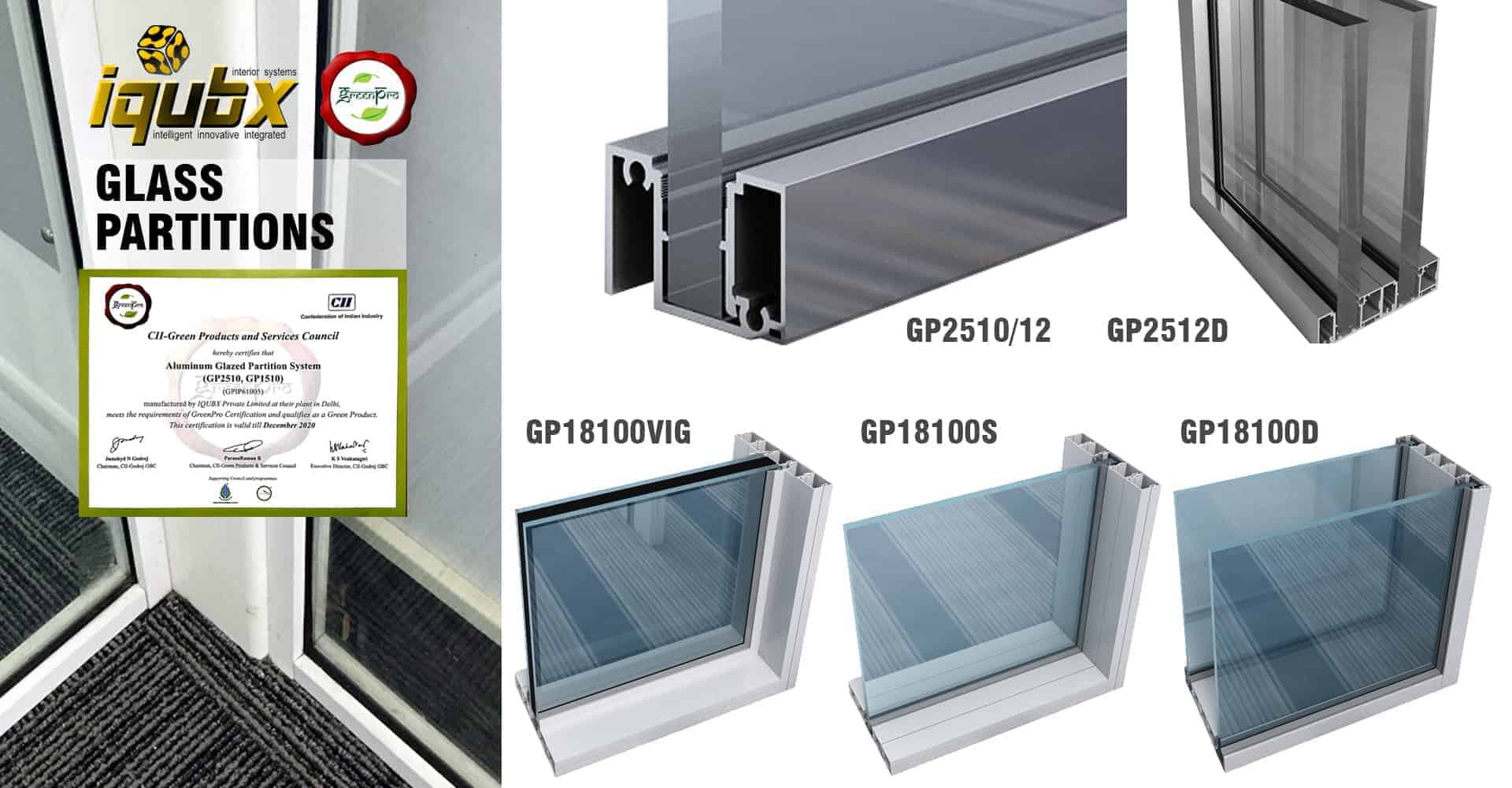 Glass Partition wall system - Modular Aluminium Glazed Partition