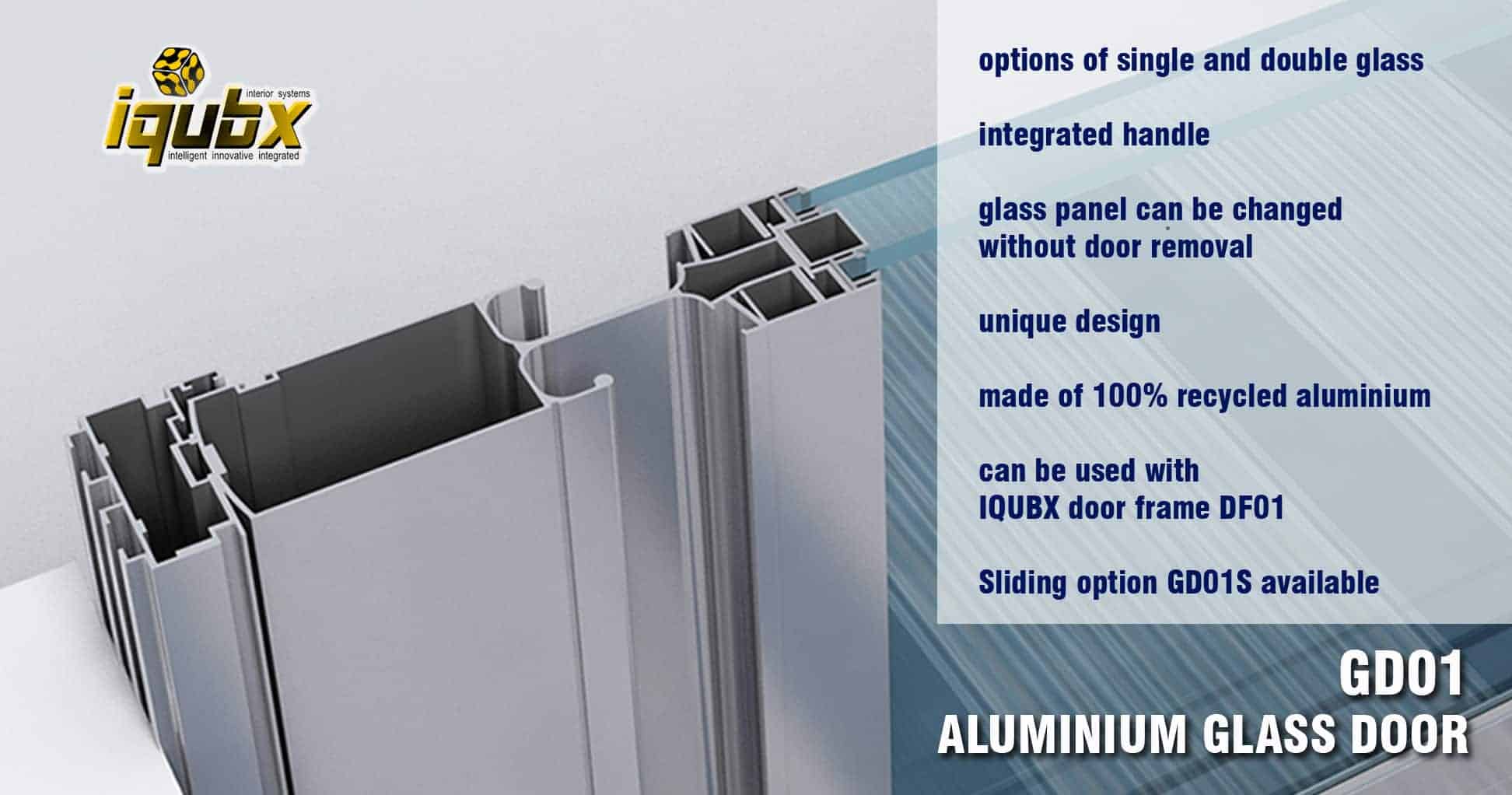 IQUBX aluminum glass door detail