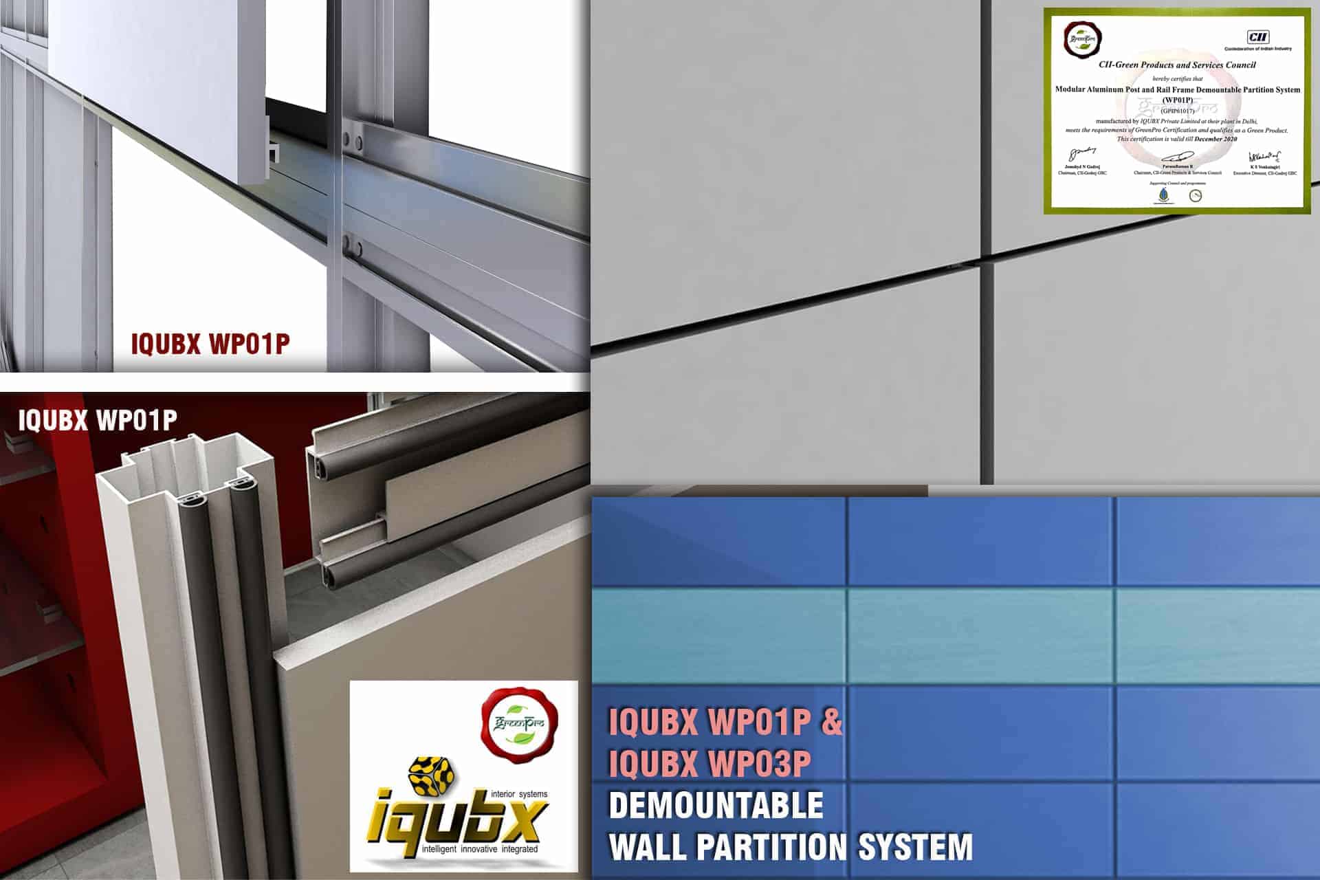 IQUBX WP01P & WP03P demountable wall partition systems