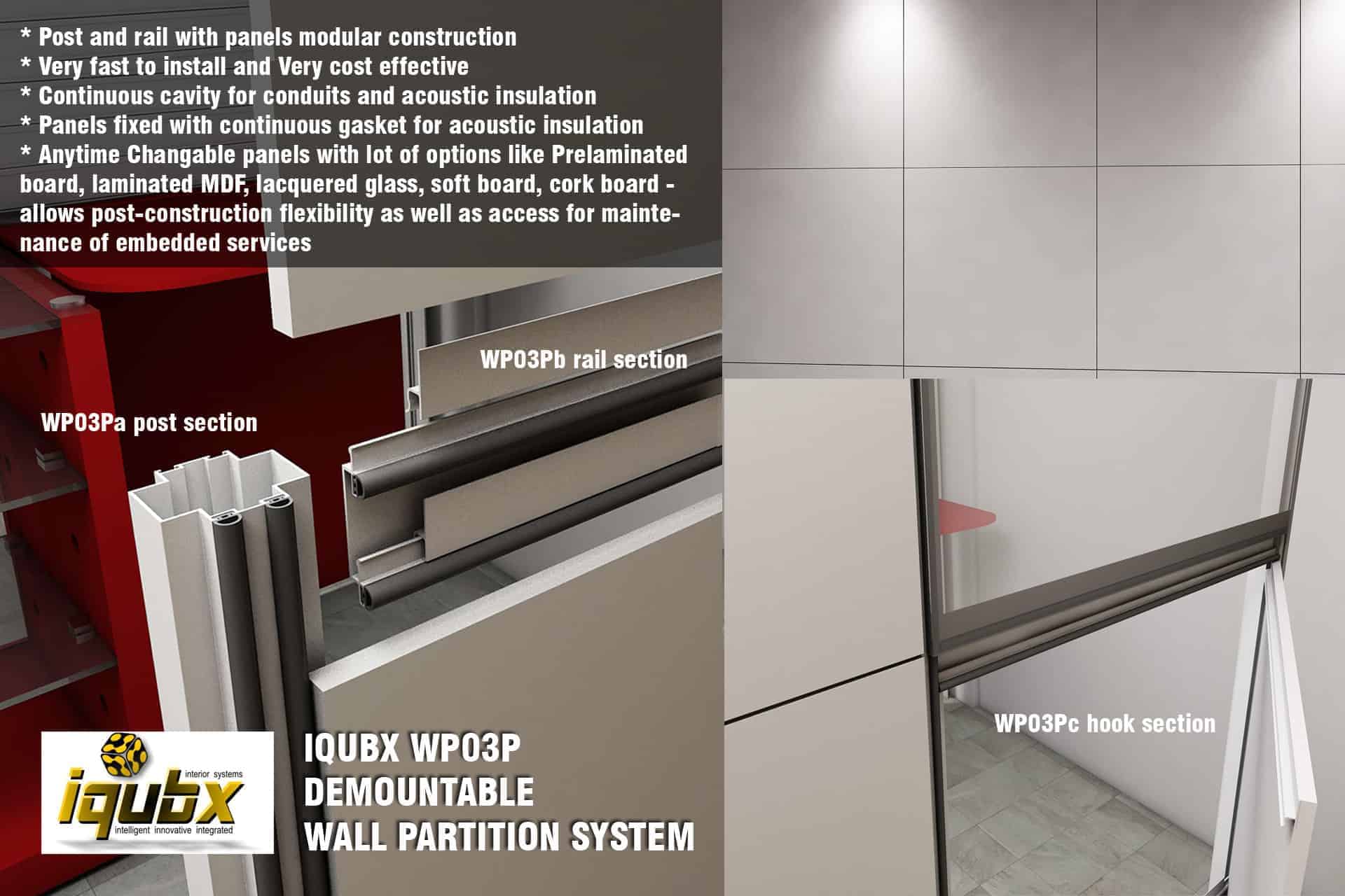 IQUBX WP03P demountable wall partition system