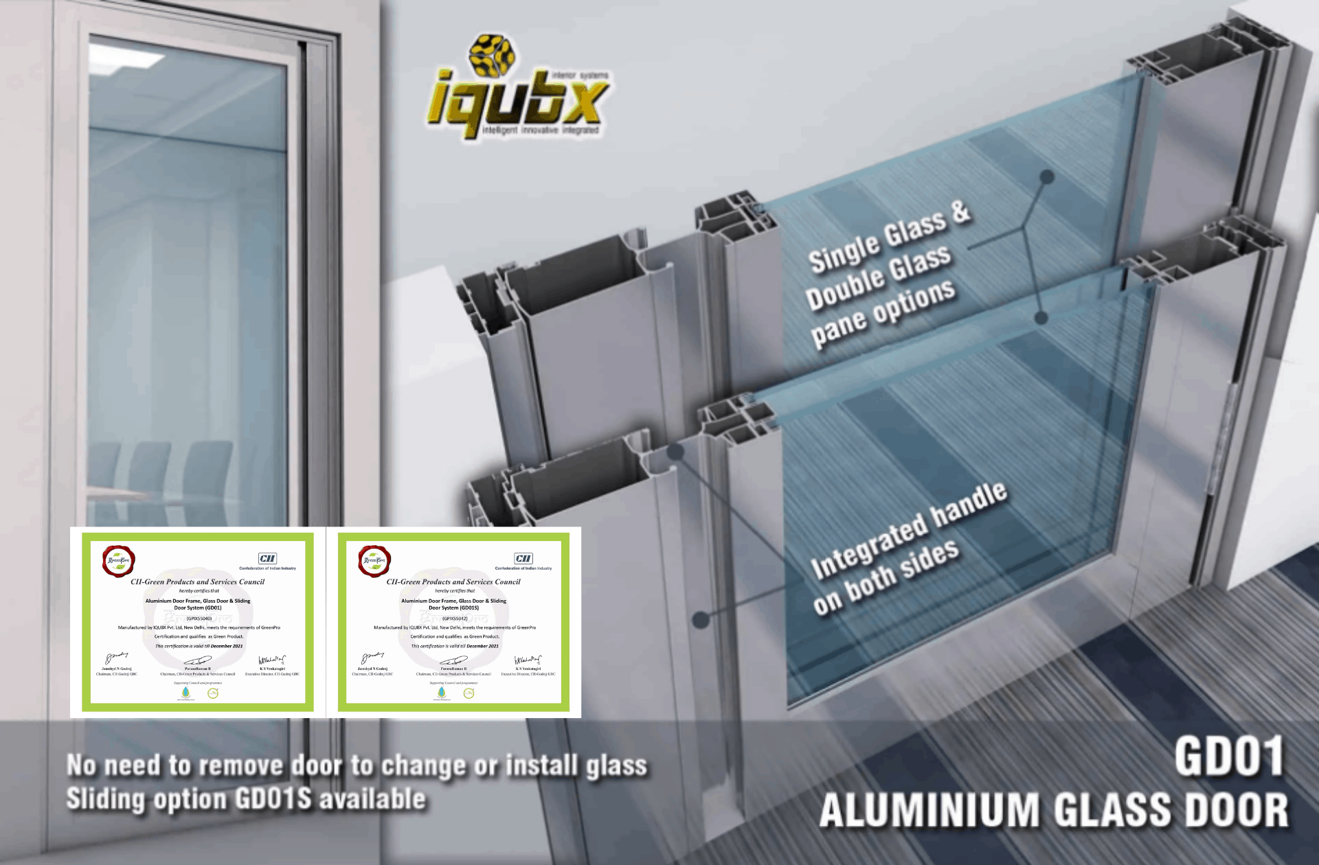 GD01 IQUBX aluminum glass door