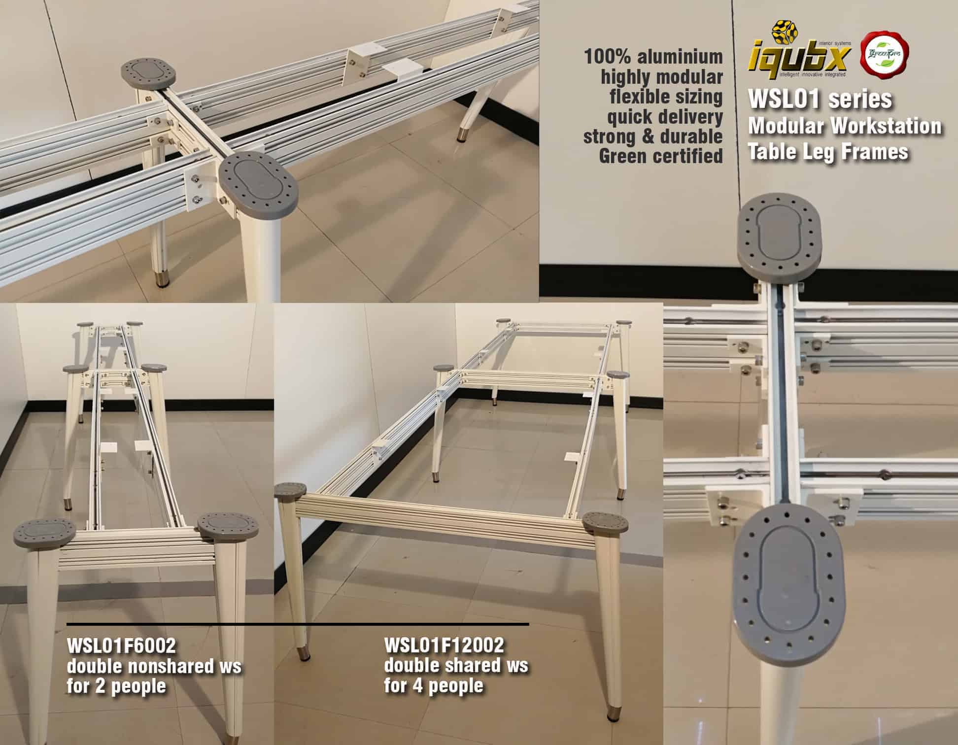 Iqubx modular workstation table leg and leg frames