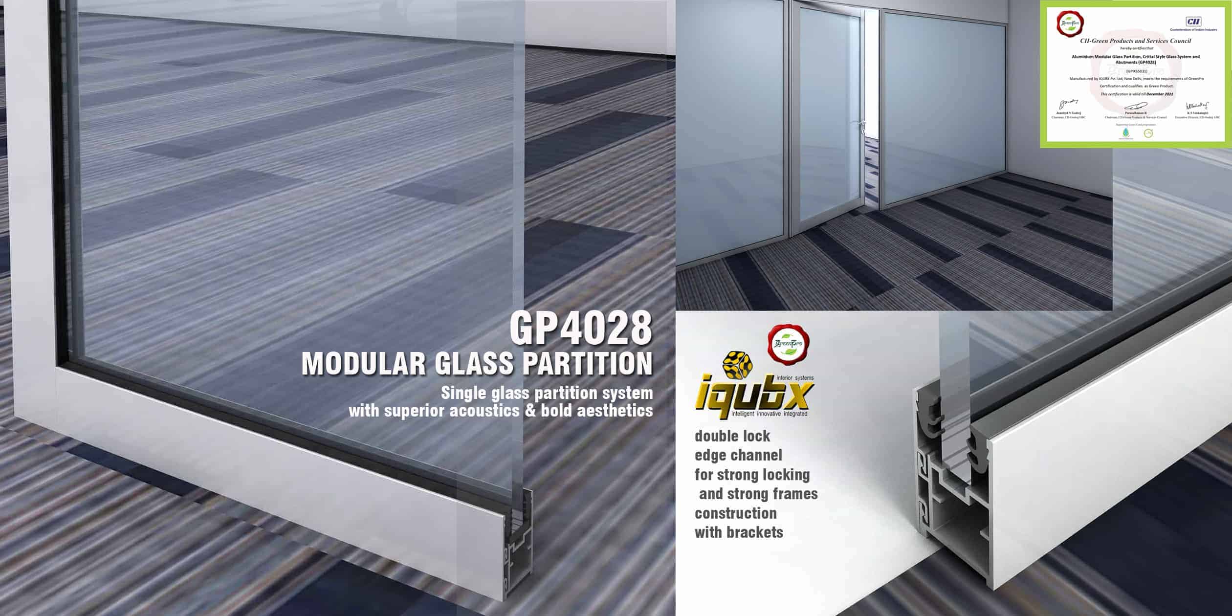 IQUBX GP4028 single GLASS partition system