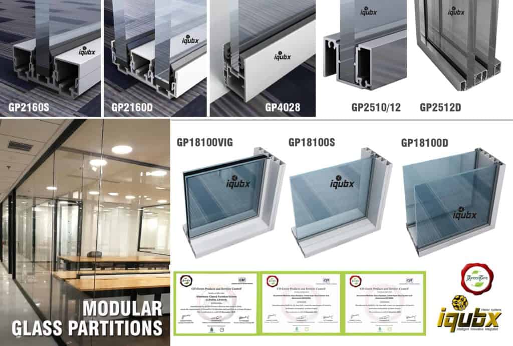 Glass Partition wall system - Modular Aluminium Glazed Partition