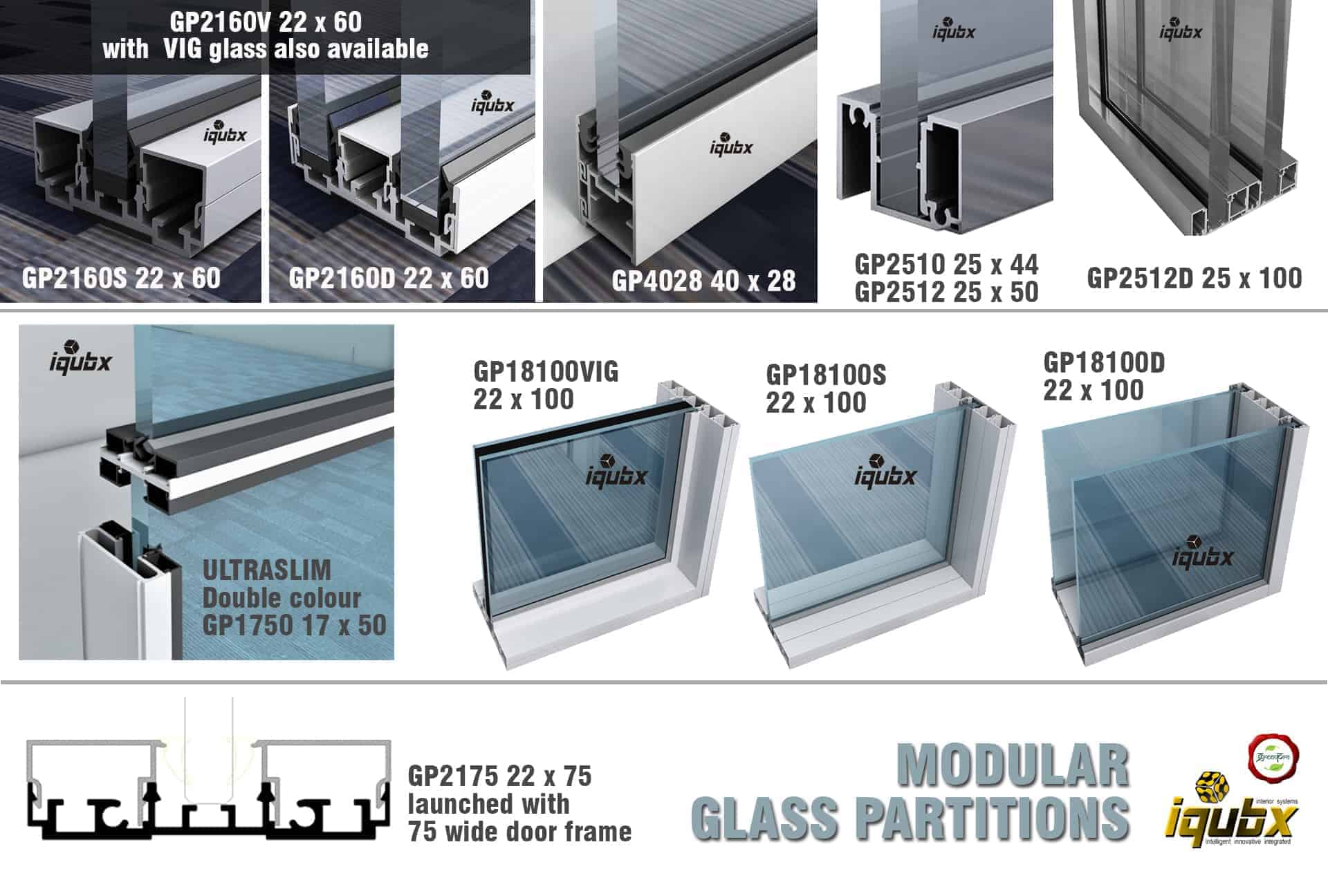 Glass Partition wall system - Modular Aluminium Glazed Partition