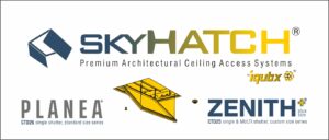 customizable large format and stand size skyhatch premium architectural ceiling access system trap doors and panels by iqubx modular interior systems
