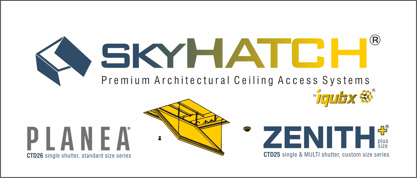 customizable large format and stand size skyhatch premium architectural ceiling access system trap doors and panels by iqubx modular interior systems